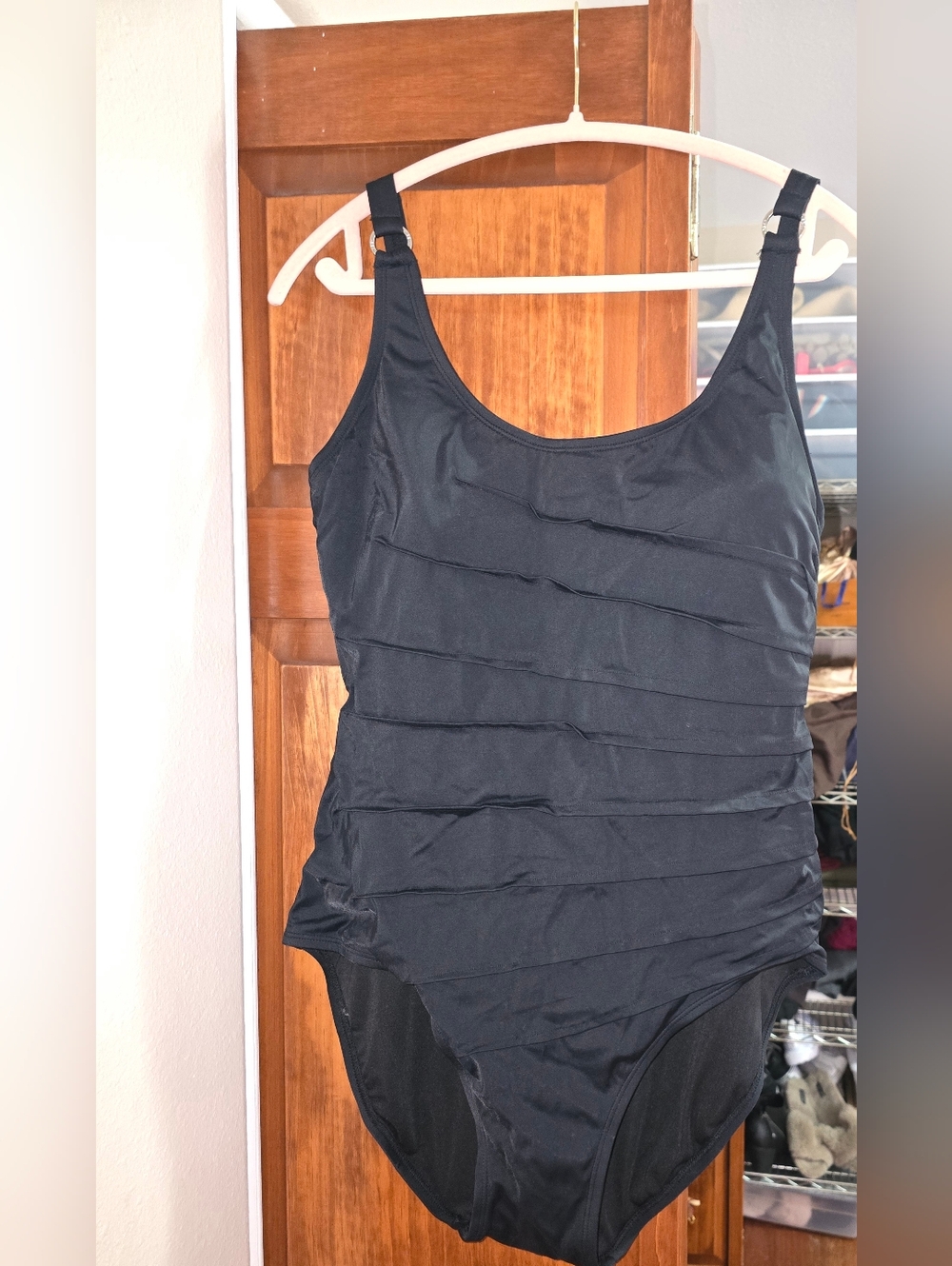 Calvin Klein Black One-Piece Swimsuit with Ruching